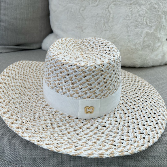 Eric Javits Cannes II Wide Brim Woven Fedora White Mix NWOT - Picture 4 of 10